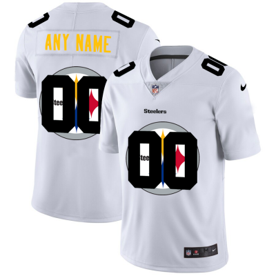 Pittsburgh Steelers Custom White Men's Nike Team Logo Dual Overlap Limited NFL Jersey